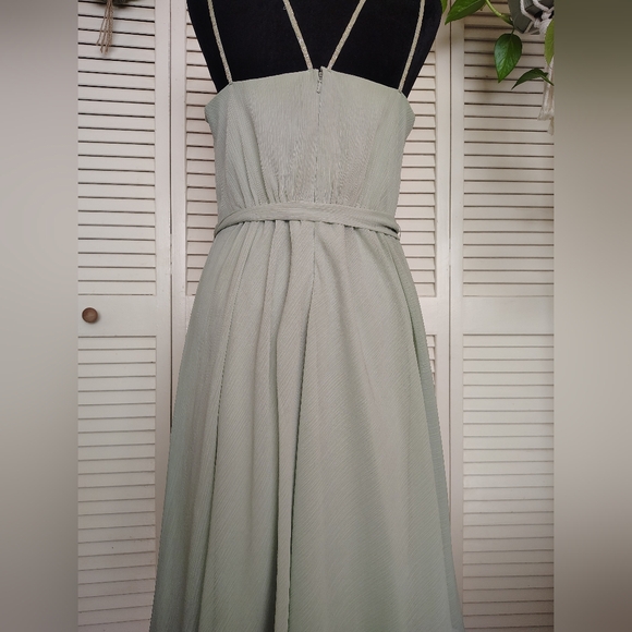 David's Bridal Light Mint Green Pleated Midi Dress Size 10 – Like New - Picture 5 of 13